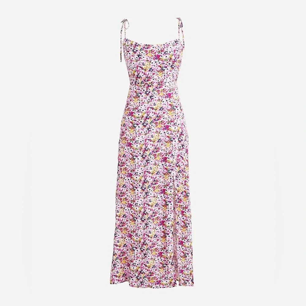 J.Crew Kauai Tie-Shoulder Midi Dress – Size 8 Pink Floral Print‎